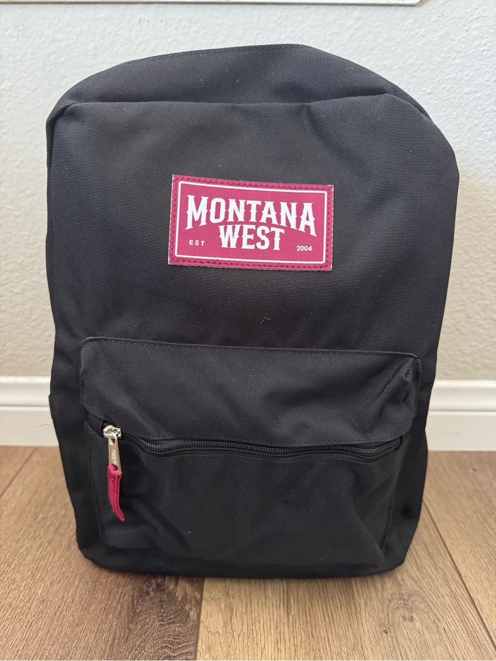 Montana West Black Backpack with Maroon Logo Patch